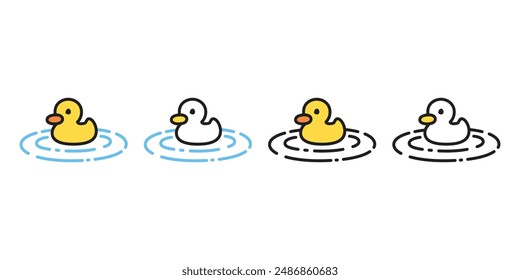 duck vector swimming shower icon bathing scarf logo cartoon character doodle yellow rubber duck bird chicken symbol isolated illustration design