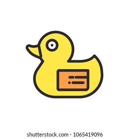 Duck vector thin line illustration symbol object. Outline icon style concept design