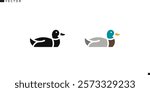 Duck vector. Water bird icon. Abstract animal logo. Isolated duck on white background