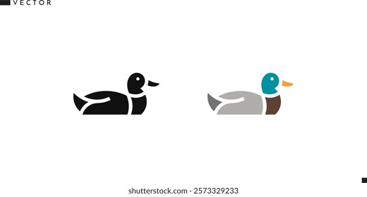 Duck vector. Water bird icon. Abstract animal logo. Isolated duck on white background