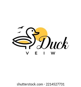 duck and view illustration logo