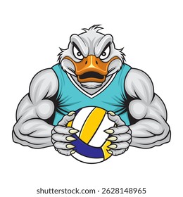 duck volleyball mascot vector illustration design