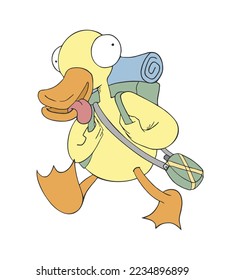 Duck walking to coloring design