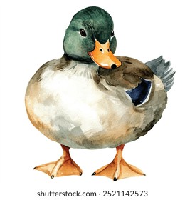 Ilustração de clipart aquarela de pato isolada