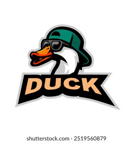 Duck wearing hat cool mascot logo for team sports esports gaming and more