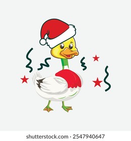 a duck wearing a santa hat is wearing a santa hat