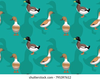 Duck Welsh Harlequin Cartoon Seamless Wallpaper