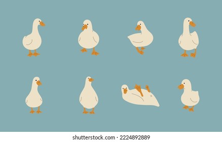 blanco de pato 6 lindo sobre un fondo azul, ilustración vectorial