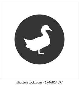 Duck white icon flat style. Vector illustration