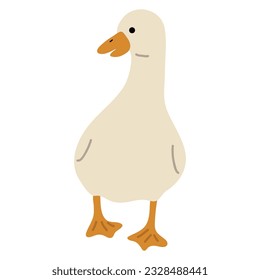 Duck White Single 1 cute on a blue background, vector illustration