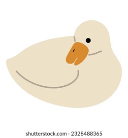 Duck White Single 14 cute auf blauem Hintergrund, Vektorgrafik