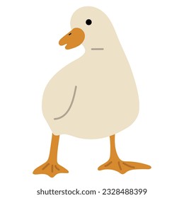 Duck White Single 15 cute on a blue background, vector illustration