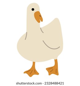 Duck White Single 2 cute on a blue background, vector illustration