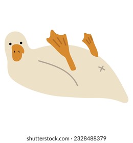 Duck White Single 23 cute on a blue background, vector illustration