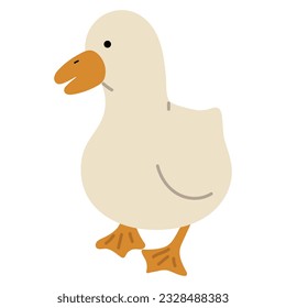 Duck White Single 24 cute on a blue background, vector illustration