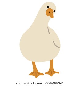 Duck White Single 29 cute on a blue background, vector illustration