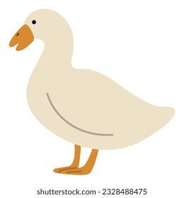 Duck White Single 30 cute on a blue background, vector illustration