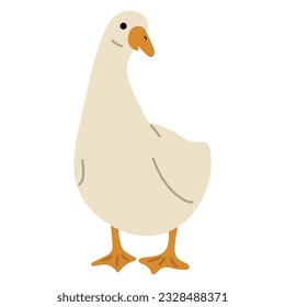 Duck White Single 33 cute on a blue background, vector illustration