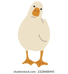 Duck White Single 35 cute on a blue background, vector illustration