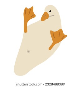 Duck White Single 37 cute on a blue background, vector illustration