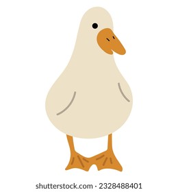 Duck White Single 39 cute on a blue background, vector illustration
