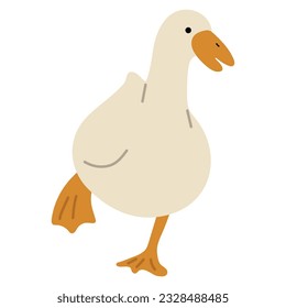 Blanco del pato 4 lindo en el fondo azul, ilustración vectorial
