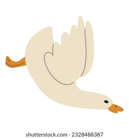 Duck White Single 41 cute on a blue background, vector illustration