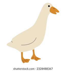 Duck White Single 44 cute on a blue background, vector illustration