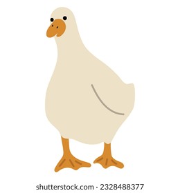 Duck White Single 45 cute auf blauem Hintergrund, Vektorgrafik