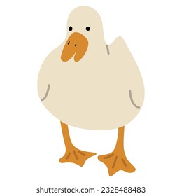 Duck White Single 47 cute on a blue background, vector illustration