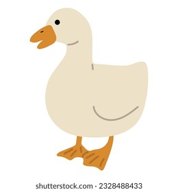 Duck White Single 48 cute on a blue background, vector illustration