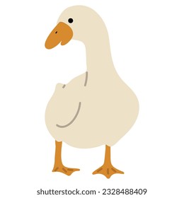 Duck White Single 6 cute on a blue background, vector illustration