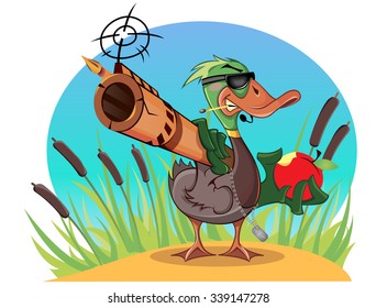 Duck wih a gun