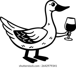 A duck with wine glass vector