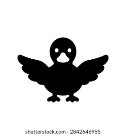 Duck with Wings Spread Front View Solid Icon