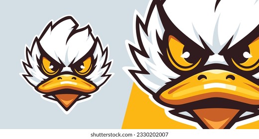 Duck of Wrath: Bold Mascot Logo Design with Angry Duck Illustration for Sport, Esport Team, Badge, Emblem, and T-shirt Printing