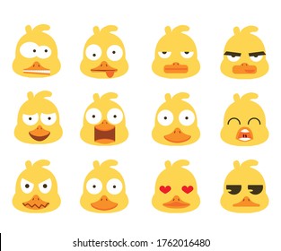  Duck yellow Head  face emotion set