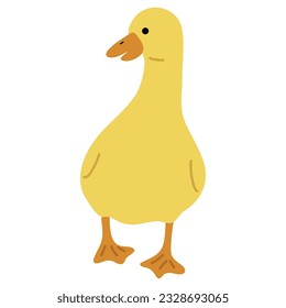 Duck Yellow Single 1 cute on a blue background, vector illustration