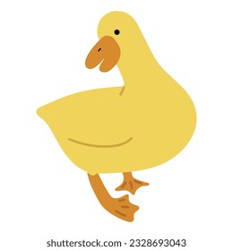 Duck Yellow Single 11 cute on a blue background, vector illustration