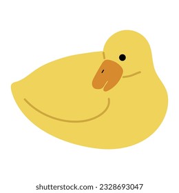 Duck Yellow Single 14 cute on a blue background, vector illustration