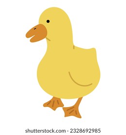 Duck Yellow Single 24 cute on a blue background, vector illustration