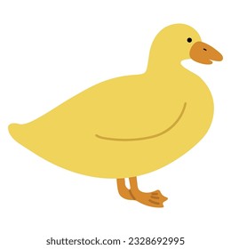 Duck Yellow Single 27 cute on a blue background, vector illustration