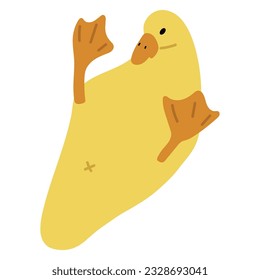 Duck Yellow Single 37 cute on a blue background, vector illustration