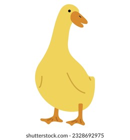 Duck Yellow Single 38 cute on a blue background, vector illustration