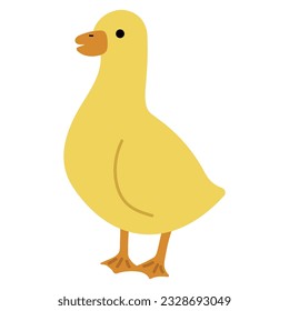 Duck Yellow Single 40 cute on a blue background, vector illustration