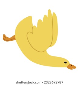 Duck Yellow Single 41 cute on a blue background, vector illustration