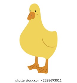 Duck Yellow Single 43 cute on a blue background, vector illustration
