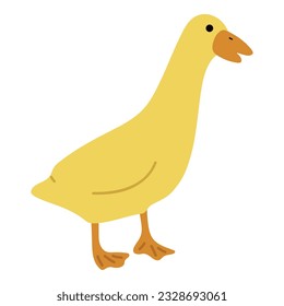 Duck Yellow Single 44 cute on a blue background, vector illustration