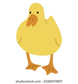 Duck Yellow Single 47 cute on a blue background, vector illustration