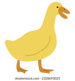 Duck Yellow Single 5 cute on a blue background, vector illustration